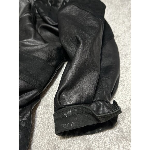 Vintage Winlit Western Lace Pattern Leather Jacket Women's Size Medium Black - Picture 5 of 16